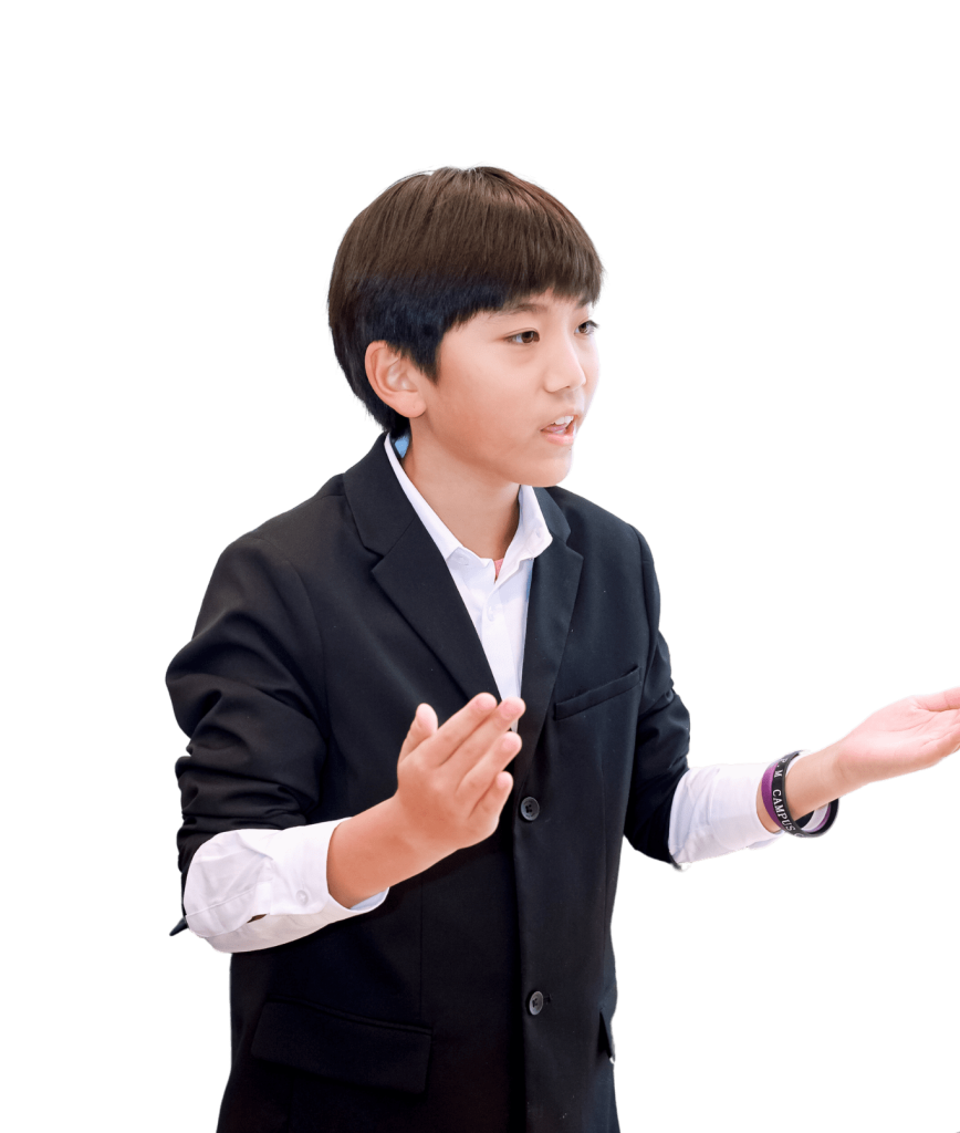 A boy talking in class